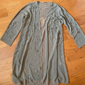 Soft Surroundings Beaded Kimono – Taupe, Size M